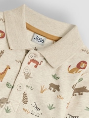 JoJo Maman Bébé Natural Safari Printed Polo Shirt - Image 3 of 3