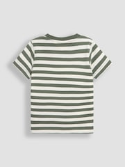 JoJo Maman Bébé Khaki Tractor Appliqué Border T-Shirt - Image 2 of 3