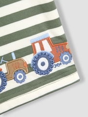 JoJo Maman Bébé Khaki Tractor Appliqué Border T-Shirt - Image 3 of 3