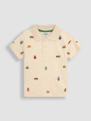 JoJo Maman Bébé Natural Bug Embroidered Polo Shirt - Image 1 of 3