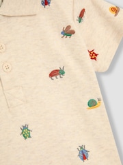 JoJo Maman Bébé Natural Bug Embroidered Polo Shirt - Image 3 of 3