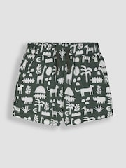 JoJo Maman Bébé Khaki Green Safari & Navy Blue 2-Pack Printed & Plain Shorts - Image 2 of 5
