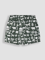 JoJo Maman Bébé Khaki Green Safari & Navy Blue 2-Pack Printed & Plain Shorts - Image 3 of 5