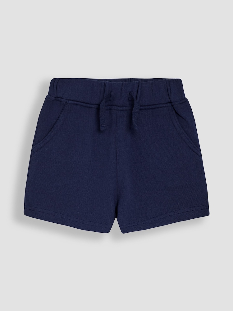 JoJo Maman Bébé Khaki Green Safari & Navy Blue 2-Pack Printed & Plain Shorts - Image 4 of 5