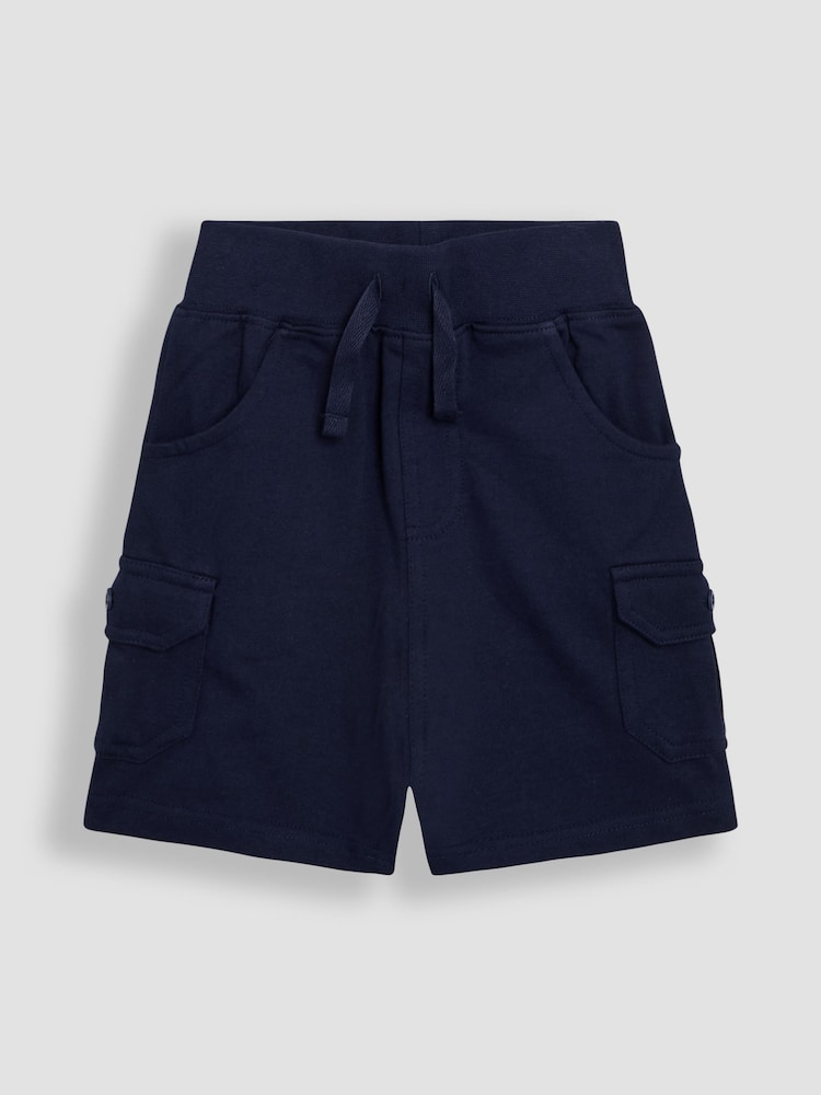 JoJo Maman Bébé Khaki Green & Navy Blue 2-Pack Cargo Jogger Shorts - Image 2 of 5 JoJo Maman Bébé Khaki Green & Navy Blue 2-Pack Cargo Jogger Shorts - Image 2 of 5