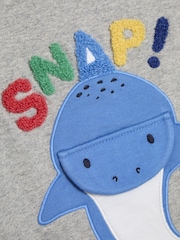JoJo Maman Bébé Marl Grey Shark Interactive Appliqué T-Shirt - Image 4 of 7