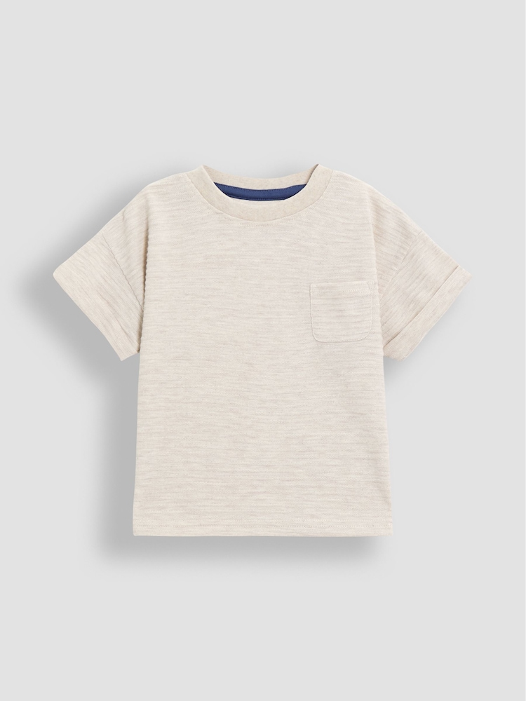 JoJo Maman Bébé Natural Textured 100% Cotton T-Shirt - Image 1 of 3