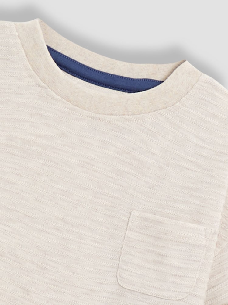 JoJo Maman Bébé Natural Textured 100% Cotton T-Shirt - Image 3 of 3