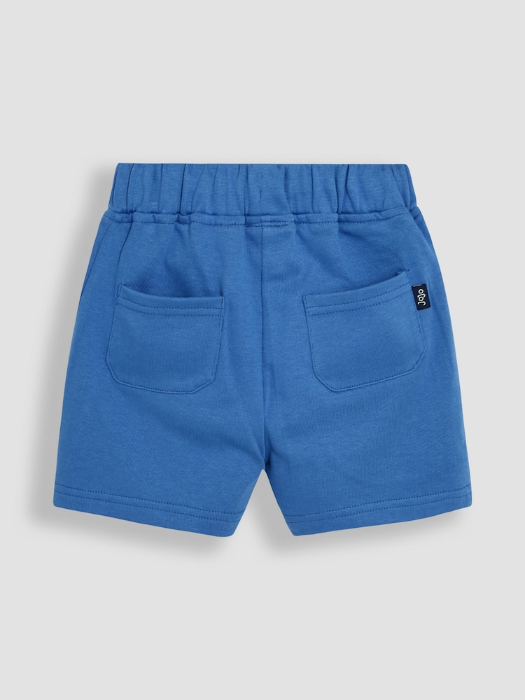 JoJo Maman Bébé Khaki Green Tractor & Solid Blue 2-Pack Printed & Plain Shorts - Image 5 of 5
