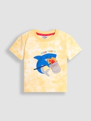 JoJo Maman Bébé Yellow Shark Interactive Appliqué T-Shirt - Image 1 of 3