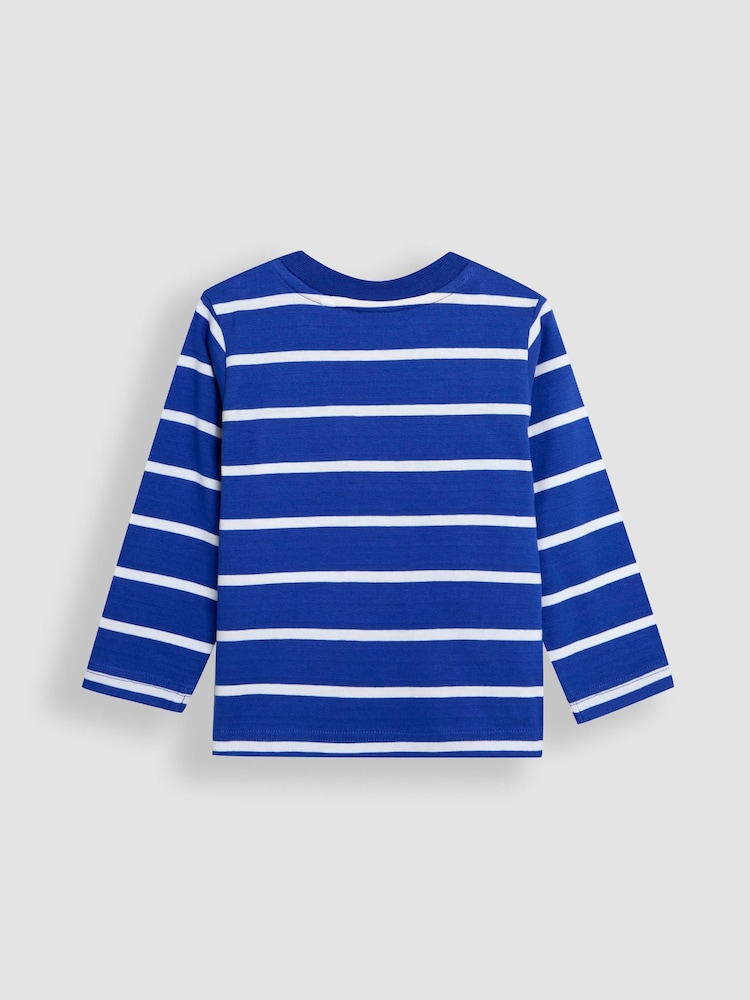 JoJo Maman Bébé Cobalt Blue Construction 100% Cotton Appliqué Top - Image 2 of 3