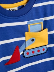 JoJo Maman Bébé Cobalt Blue Construction 100% Cotton Appliqué Top - Image 3 of 3