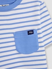 JoJo Maman Bébé Blue Sailboat Print & Stripe 100% Cotton T-Shirts 2 Pack - Image 7 of 7