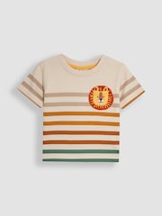 JoJo Maman Bébé Natural Lion Appliqué Pocket 100% Cotton T-Shirt - Image 1 of 3