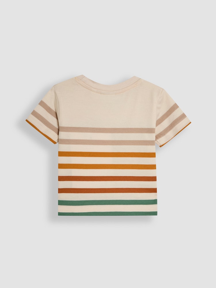 JoJo Maman Bébé Natural Lion Appliqué Pocket 100% Cotton T-Shirt - Image 2 of 3