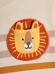 JoJo Maman Bébé Natural Lion Appliqué Pocket 100% Cotton T-Shirt - Image 3 of 3