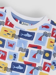 JoJo Maman Bébé White Seaside 2-Pack Printed & Plain T-Shirts - Image 4 of 7