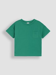 JoJo Maman Bébé Green Tractor Printed and Plain T-Shirts 2 Pack - Image 5 of 7