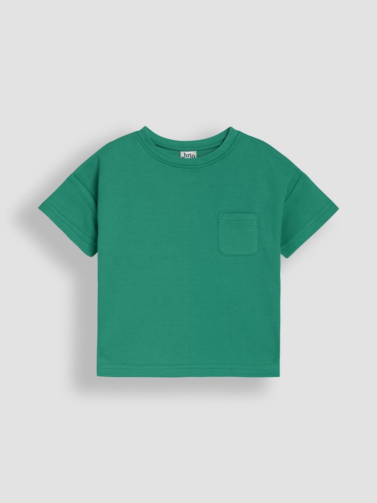 JoJo Maman Bébé Green Tractor Printed and Plain T-Shirts 2 Pack - Image 5 of 7