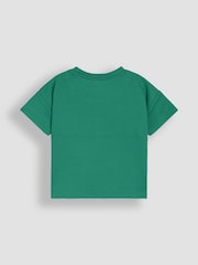 JoJo Maman Bébé Green Tractor Printed and Plain T-Shirts 2 Pack - Image 6 of 7