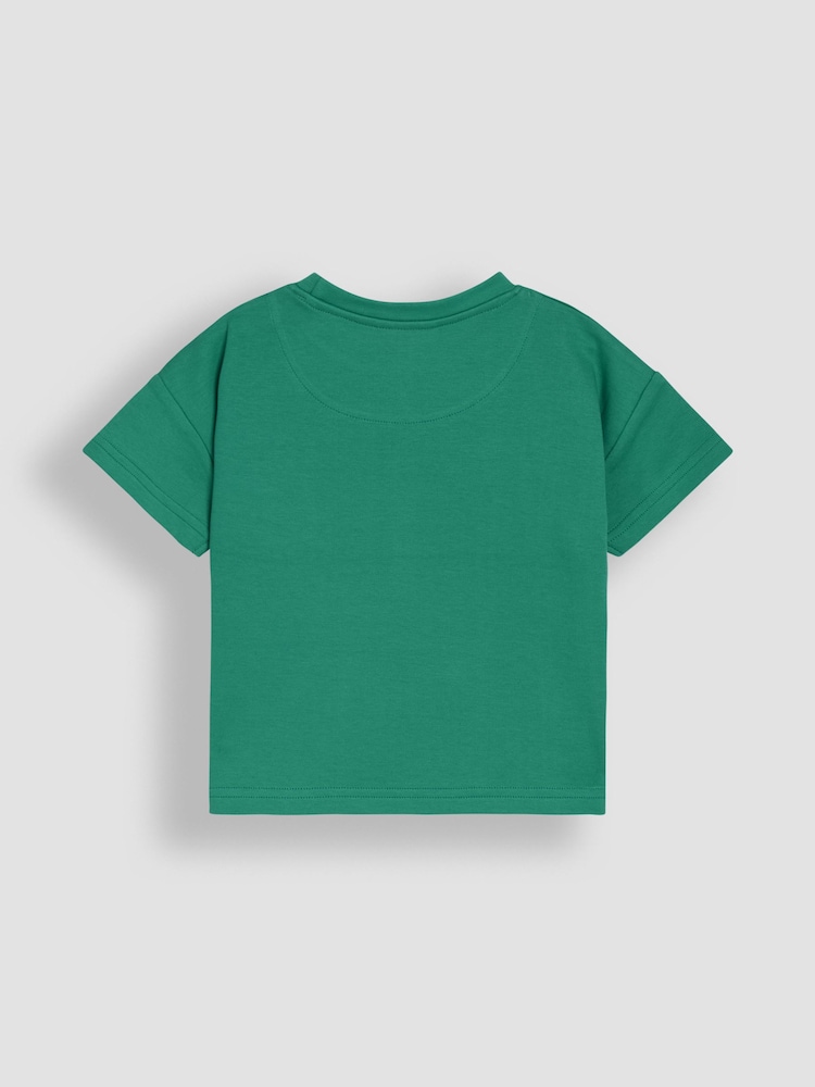 JoJo Maman Bébé Green Tractor Printed and Plain T-Shirts 2 Pack - Image 6 of 7
