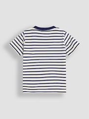 JoJo Maman Bébé Ecru Navy Stripe Safari Appliqué T-Shirt - Image 2 of 3