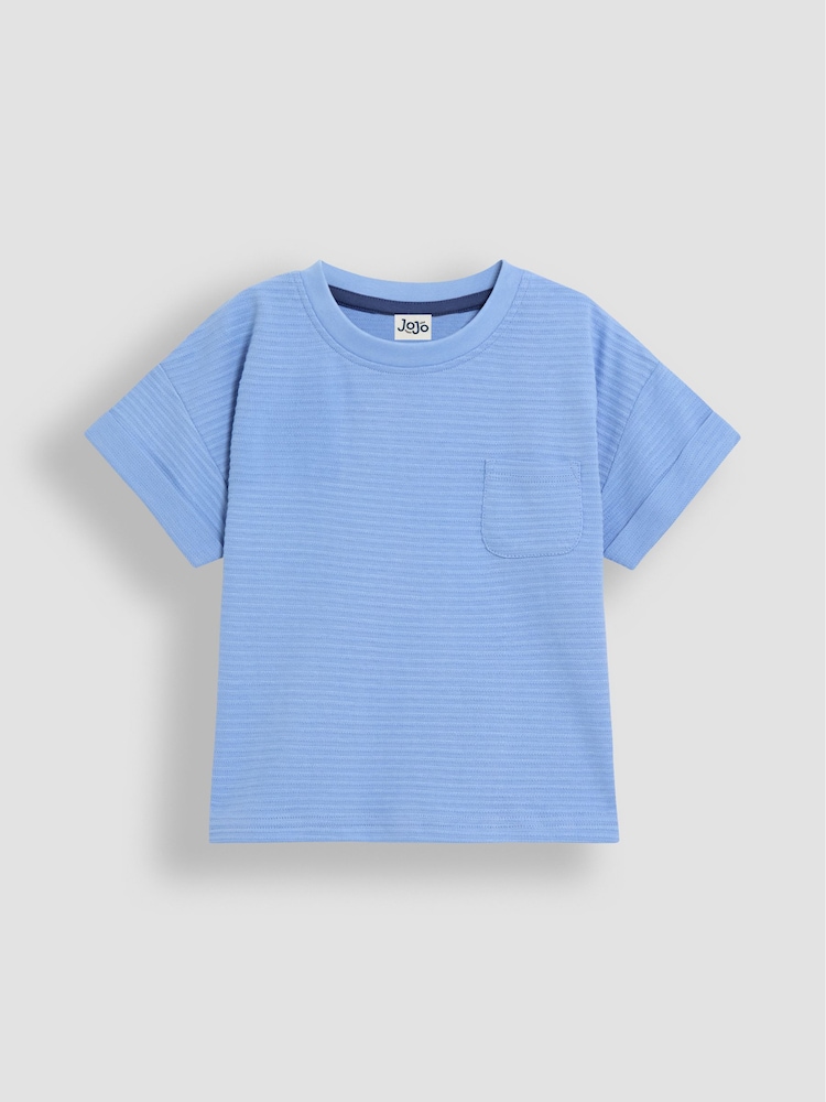 JoJo Maman Bébé Blue Textured T-Shirt - Image 1 of 3 JoJo Maman Bébé Blue Textured T-Shirt - Image 1 of 3