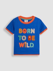 JoJo Maman Bébé Denim Born To Be Wild Boucle 100% Cotton T-Shirt - Image 1 of 3