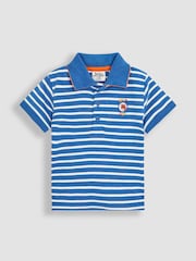 JoJo Maman Bébé Denim Tiger Badge 100% Cotton Polo Shirt - Image 1 of 3