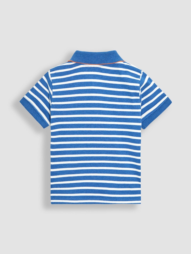 JoJo Maman Bébé Denim Tiger Badge 100% Cotton Polo Shirt - Image 2 of 3