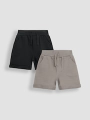 JoJo Maman Bébé Grey & Black 2-Pack Jogger Shorts - Image 1 of 5