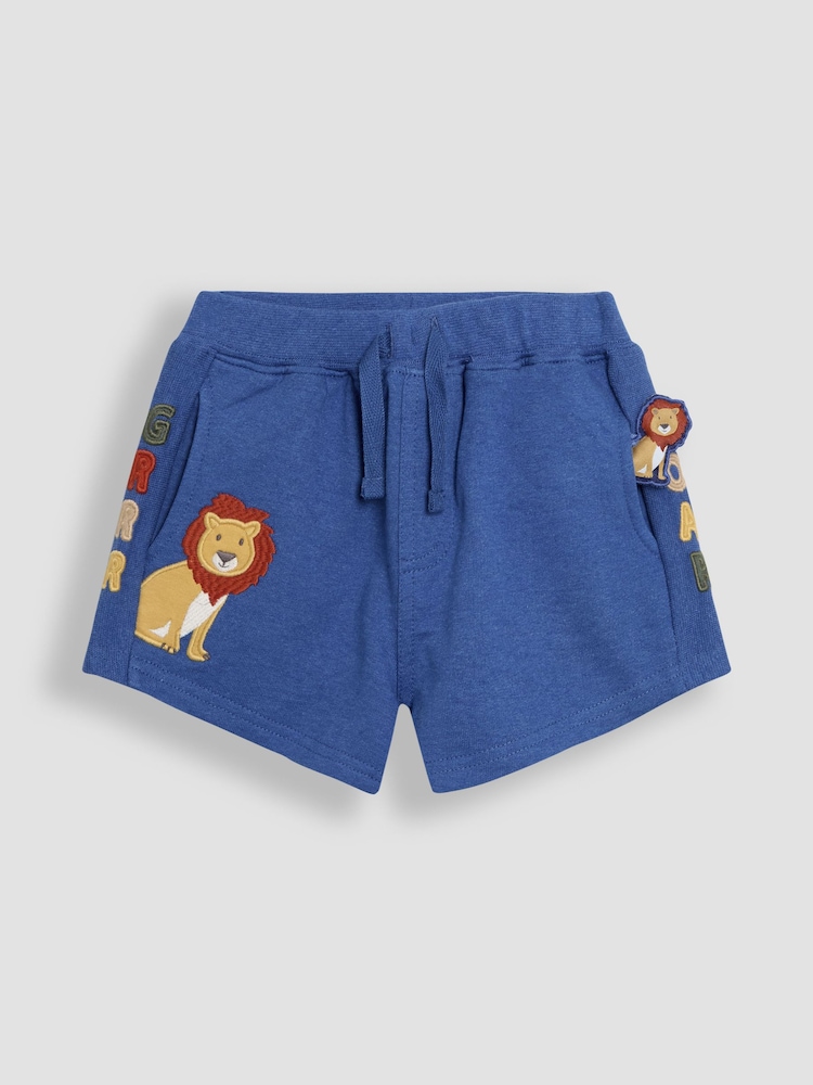 JoJo Maman Bébé Blue Lion Lion Appliqué Shorts - Image 2 of 4