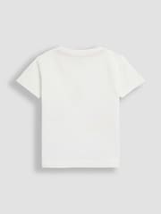 JoJo Maman Bébé White Sailboat 100% Cotton Printed & Plain T-Shirts 2 Pack - Image 3 of 5