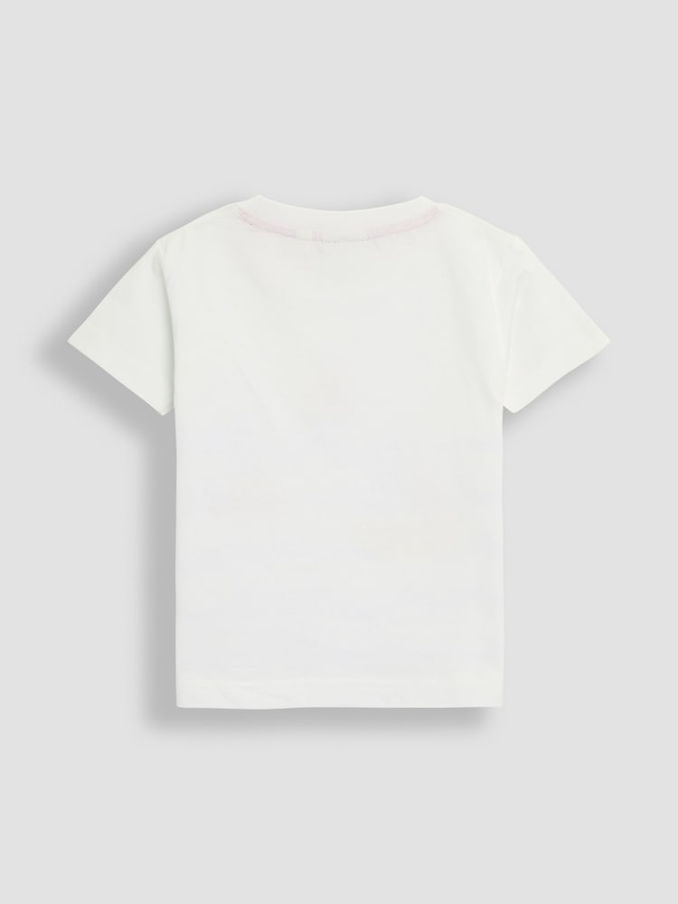 JoJo Maman Bébé White Sailboat 100% Cotton Printed & Plain T-Shirts 2 Pack - Image 3 of 5