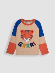 JoJo Maman Bébé Natural Tiger 100% Cotton Appliqué Top - Image 2 of 3
