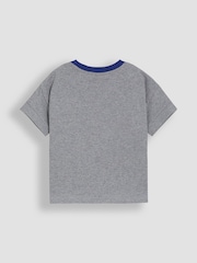 JoJo Maman Bébé Marl Grey Construction Appliqué T-Shirt - Image 3 of 5