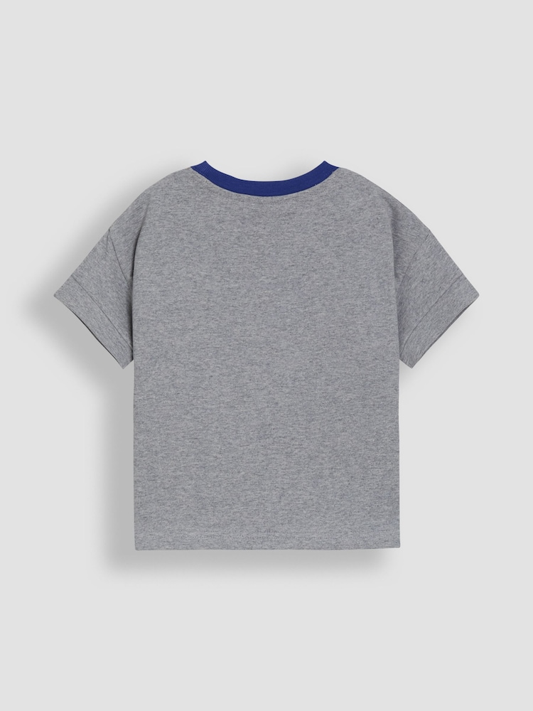 JoJo Maman Bébé Marl Grey Construction Appliqué T-Shirt - Image 3 of 5