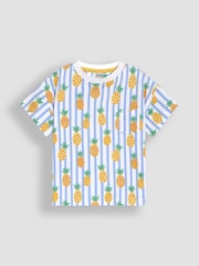 JoJo Maman Bébé Yellow Pineapple 2-Pack Printed & Plain T-Shirts - Image 2 of 7