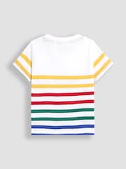 JoJo Maman Bébé Multi Stripe Construction Appliqué T-Shirt - Image 2 of 3
