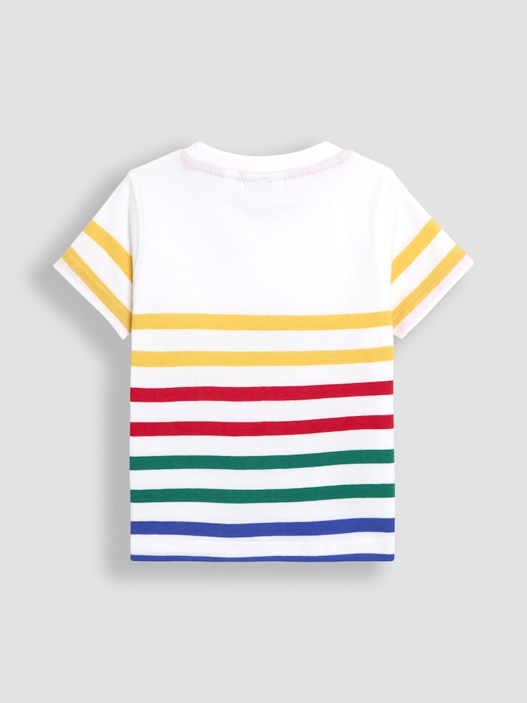 JoJo Maman Bébé Multi Stripe Construction Appliqué T-Shirt - Image 2 of 3