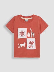 JoJo Maman Bébé Orange Safari Graphic Printed & Plain T-Shirts 2 Pack - Image 2 of 7