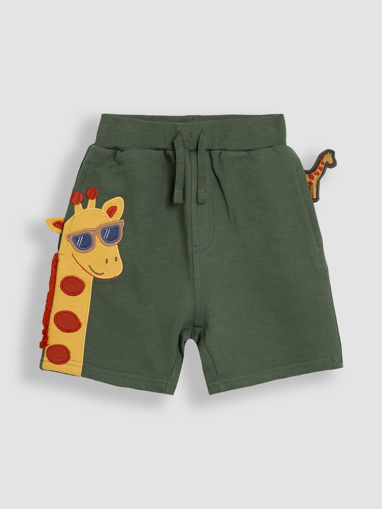 JoJo Maman Bébé Khaki Green Giraffe Appliqué Shorts - Image 1 of 4