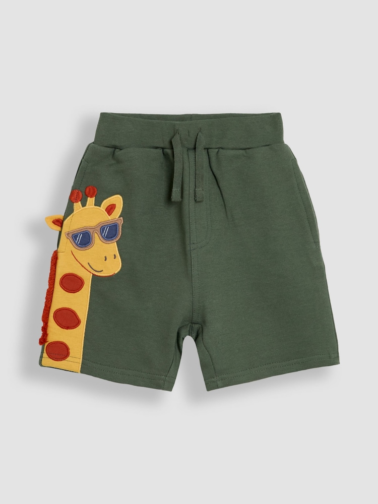 JoJo Maman Bébé Khaki Green Giraffe Appliqué Shorts - Image 2 of 4