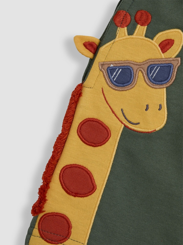 JoJo Maman Bébé Khaki Green Giraffe Appliqué Shorts - Image 4 of 4