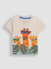 JoJo Maman Bébé Natural Giraffe Interactive Appliqué T-Shirt - Image 2 of 4