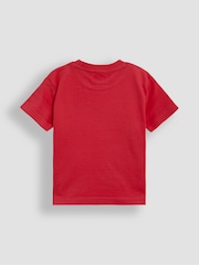 JoJo Maman Bébé Red Construction 100% Cotton Graphic Printed & Plain T-Shirts 2 Pack - Image 3 of 5