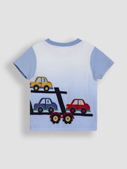 JoJo Maman Bébé Blue Car Transporter Appliqué T-Shirt - Image 2 of 3
