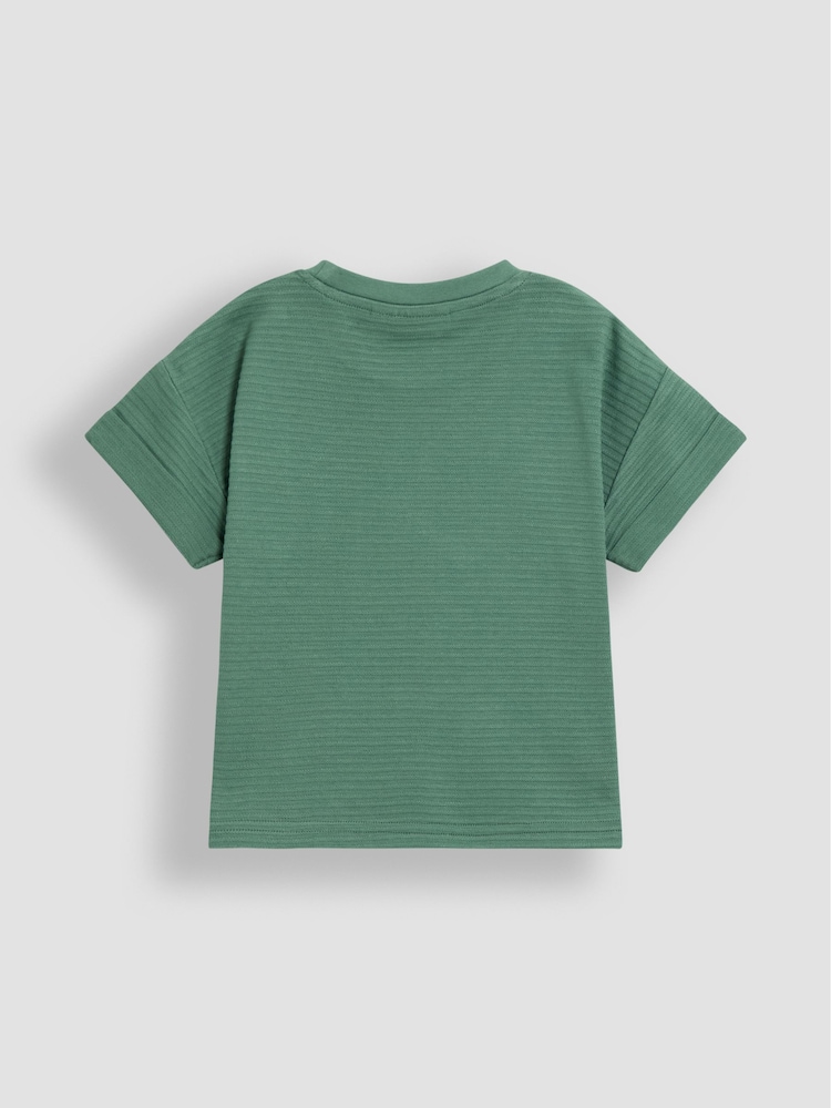 JoJo Maman Bébé Khaki Textured 100% Cotton T-Shirt - Image 8 of 9