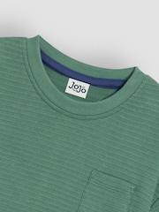 JoJo Maman Bébé Khaki Textured 100% Cotton T-Shirt - Image 9 of 9