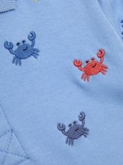 JoJo Maman Bébé Blue Crab Embroidered Polo Shirt - Image 3 of 3